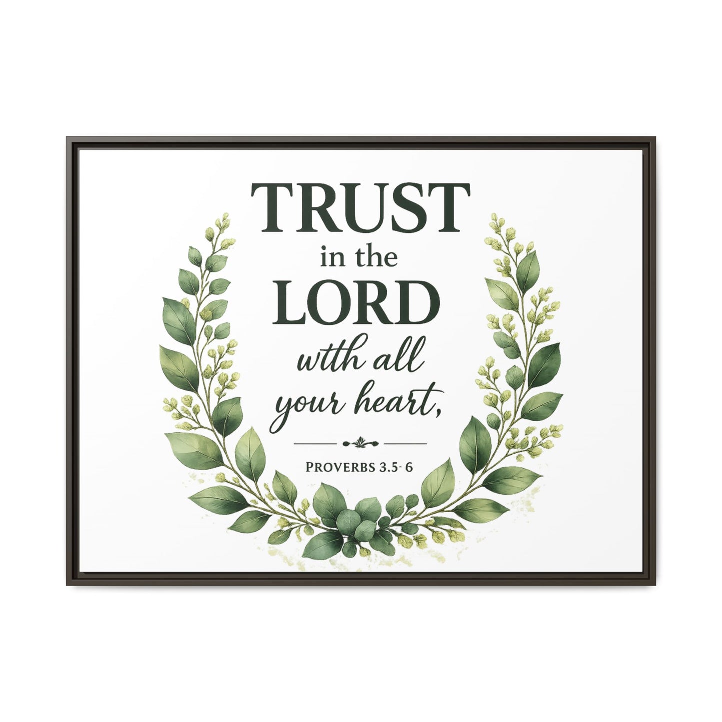 Framed Canvas Print — “Trust in the Lord with All Your Heart” Bible Verse Wall Art