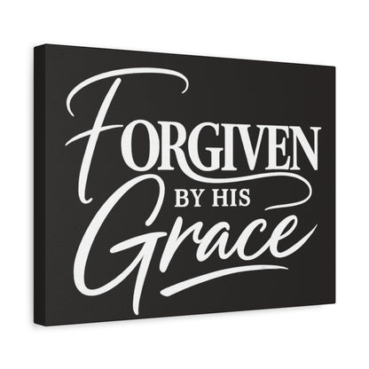Title Forgiven by His Grace | Christian Wall Art | Modern Bible Verse Canvas | Faith-Based Home Decor
