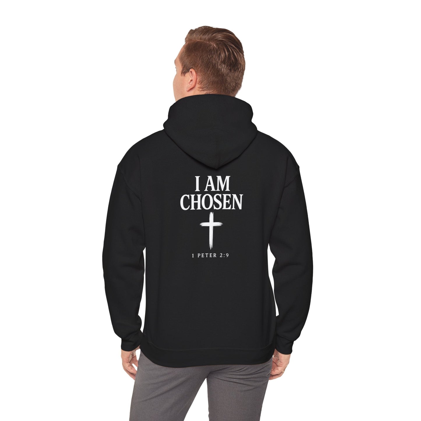 I Am Chosen Hoodie – Christian Faith Hoodie, 1 Peter 2:9 Sweatshirt, Inspirational Streetwear, Unisex Heavy Blend Hoodie