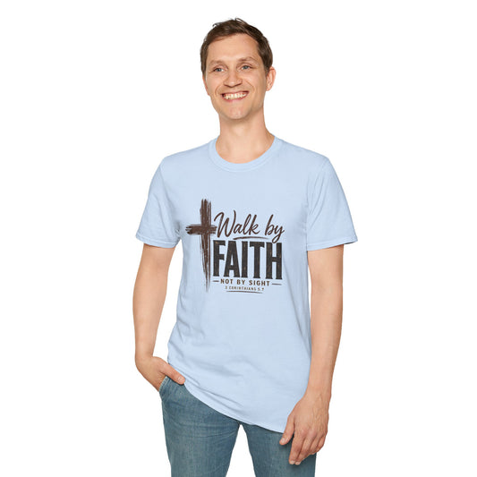 Walk by Faith T-Shirt — Christian Inspirational Tee (2nd Corinthians 5:7)