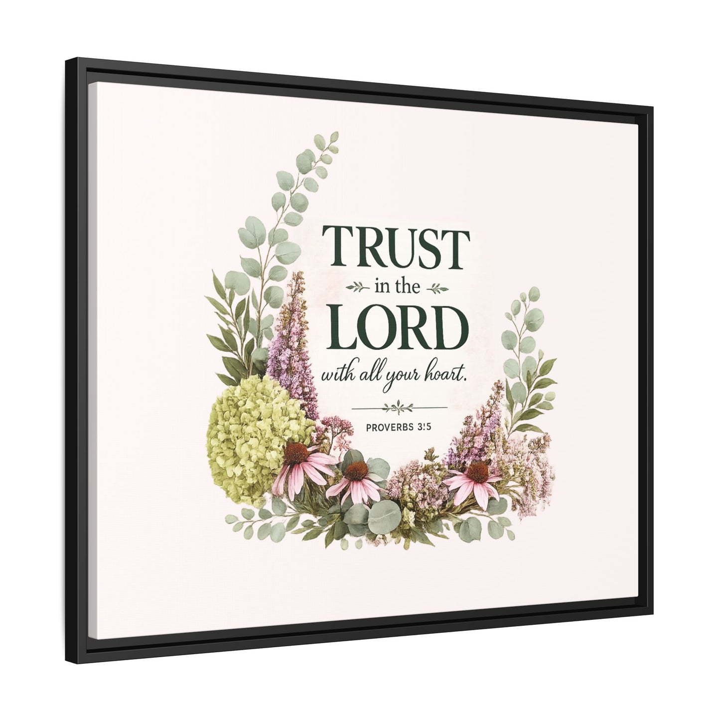 Trust in the Lord with All Your Heart | Proverbs 3:5–6 Christian Framed Canvas Wall Art | Modern Farmhouse Floral Scripture Print | Faith Home Decor | Inspirational Christian Gift