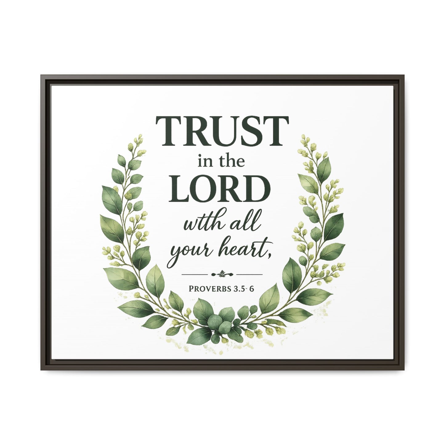 Framed Canvas Print — “Trust in the Lord with All Your Heart” Bible Verse Wall Art