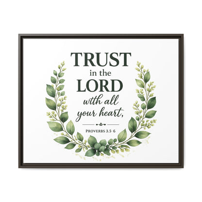 Framed Canvas Print — “Trust in the Lord with All Your Heart” Bible Verse Wall Art