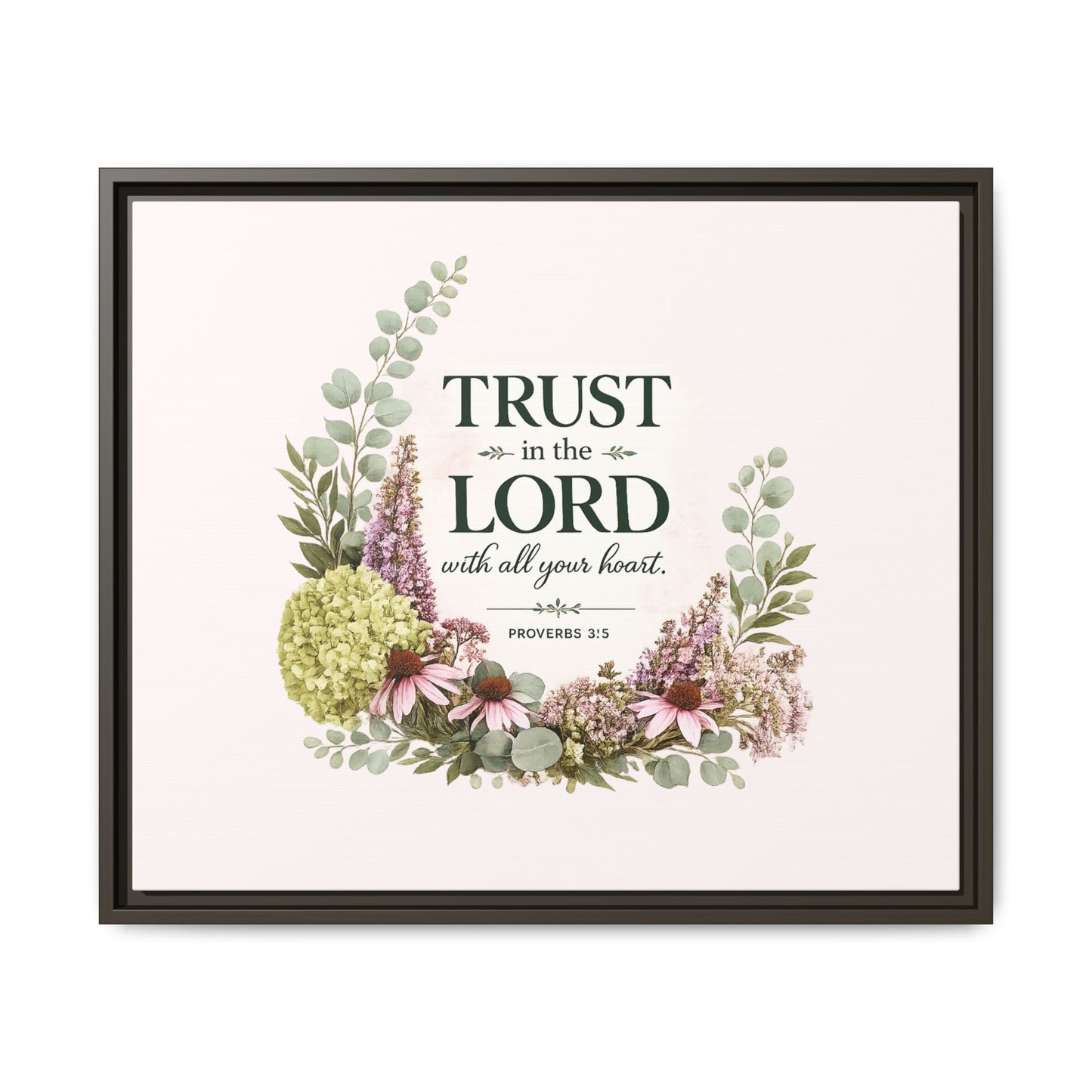 Trust in the Lord with All Your Heart | Proverbs 3:5–6 Christian Framed Canvas Wall Art | Modern Farmhouse Floral Scripture Print | Faith Home Decor | Inspirational Christian Gift