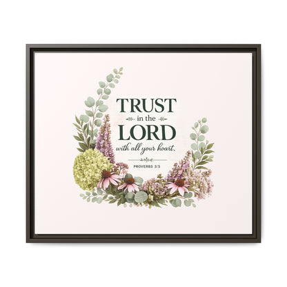 Trust in the Lord with All Your Heart | Proverbs 3:5–6 Christian Framed Canvas Wall Art | Modern Farmhouse Floral Scripture Print | Faith Home Decor | Inspirational Christian Gift