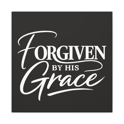 Title Forgiven by His Grace | Christian Wall Art | Modern Bible Verse Canvas | Faith-Based Home Decor