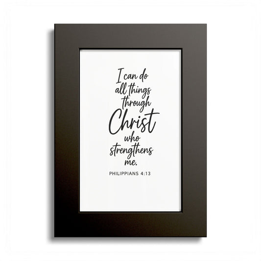 I Can Do All Things Through Christ Who Strengthens Me – Philippians 4:13 | Christian Wall Art | 5x7 Framed Bible Verse | Inspirational Scripture Decor