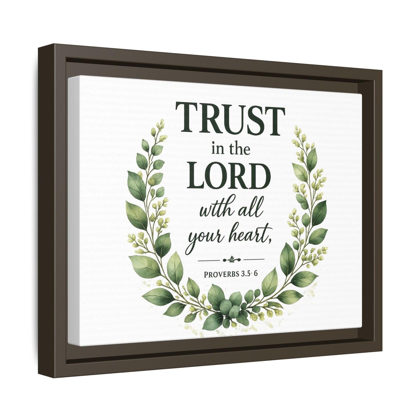 Framed Canvas Print — “Trust in the Lord with All Your Heart” Bible Verse Wall Art