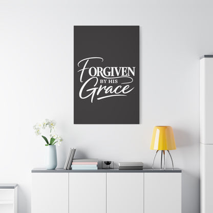 Title Forgiven by His Grace | Christian Wall Art | Modern Bible Verse Canvas | Faith-Based Home Decor