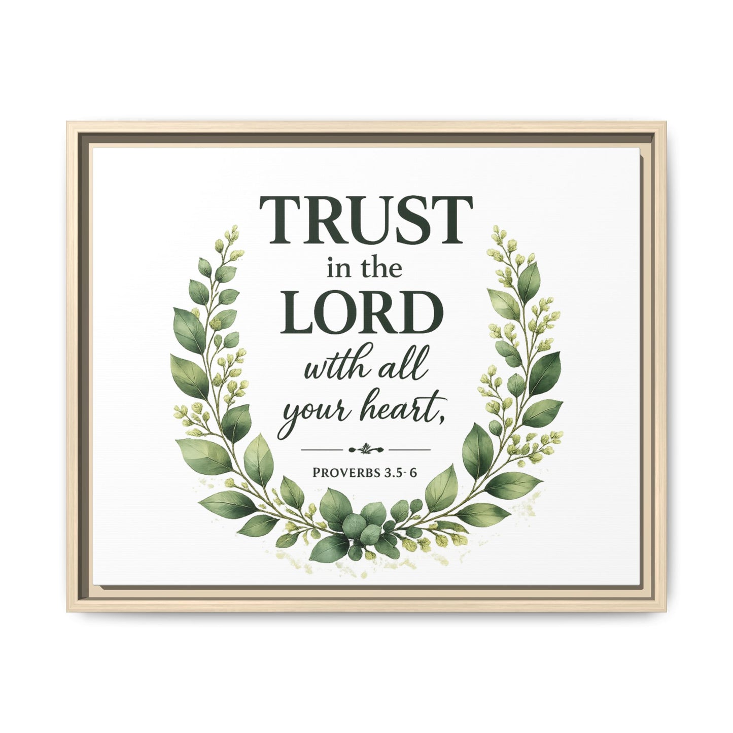 Framed Canvas Print — “Trust in the Lord with All Your Heart” Bible Verse Wall Art