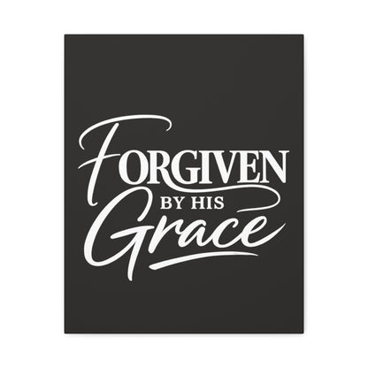 Title Forgiven by His Grace | Christian Wall Art | Modern Bible Verse Canvas | Faith-Based Home Decor