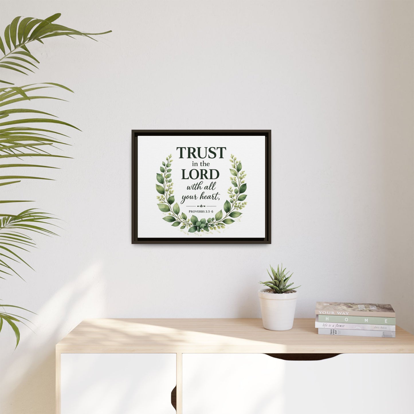 Framed Canvas Print — “Trust in the Lord with All Your Heart” Bible Verse Wall Art