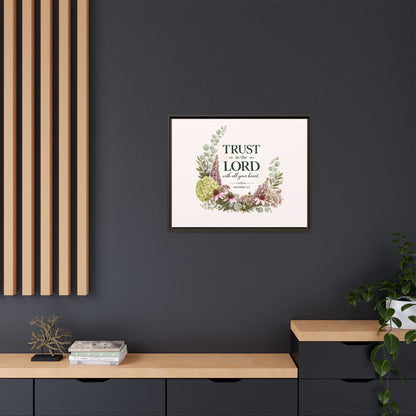 Trust in the Lord with All Your Heart | Proverbs 3:5–6 Christian Framed Canvas Wall Art | Modern Farmhouse Floral Scripture Print | Faith Home Decor | Inspirational Christian Gift