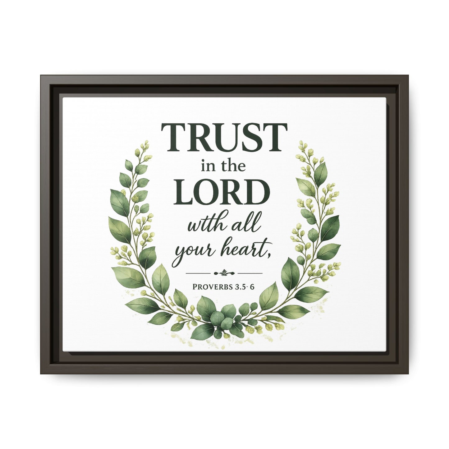 Framed Canvas Print — “Trust in the Lord with All Your Heart” Bible Verse Wall Art