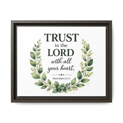 Framed Canvas Print — “Trust in the Lord with All Your Heart” Bible Verse Wall Art