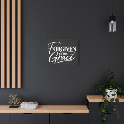 Title Forgiven by His Grace | Christian Wall Art | Modern Bible Verse Canvas | Faith-Based Home Decor
