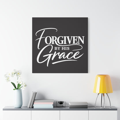 Title Forgiven by His Grace | Christian Wall Art | Modern Bible Verse Canvas | Faith-Based Home Decor