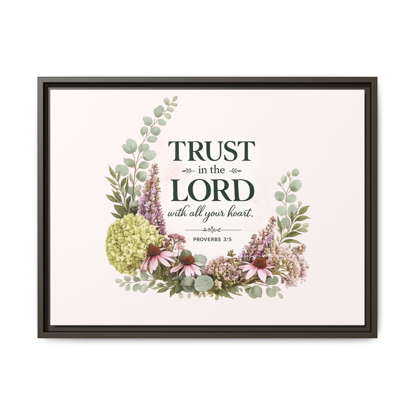 Trust in the Lord with All Your Heart | Proverbs 3:5–6 Christian Framed Canvas Wall Art | Modern Farmhouse Floral Scripture Print | Faith Home Decor | Inspirational Christian Gift