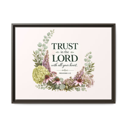 Trust in the Lord with All Your Heart | Proverbs 3:5–6 Christian Framed Canvas Wall Art | Modern Farmhouse Floral Scripture Print | Faith Home Decor | Inspirational Christian Gift