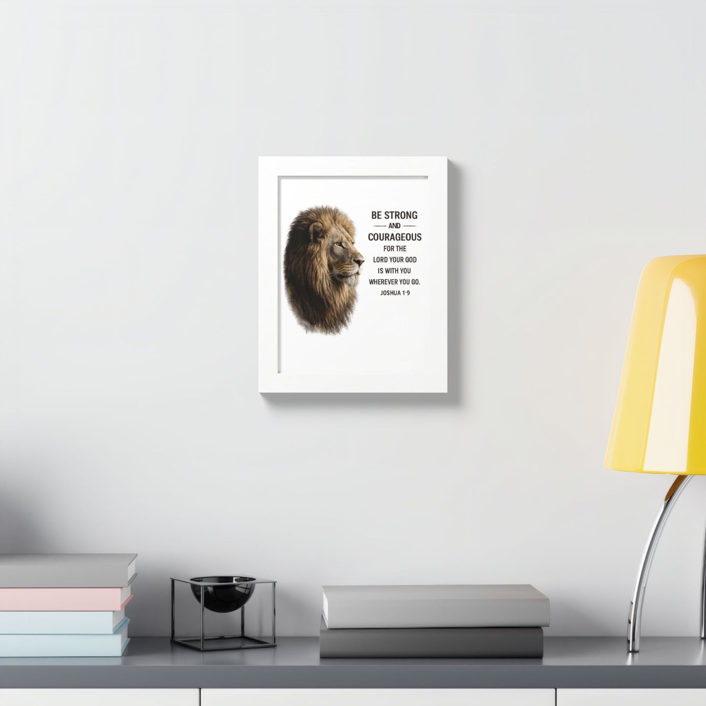 Be Strong & Courageous Lion Wall Art | Joshua 1:9 Christian Printable | Bible Verse Wall Decor | 5x7 Faith Print
