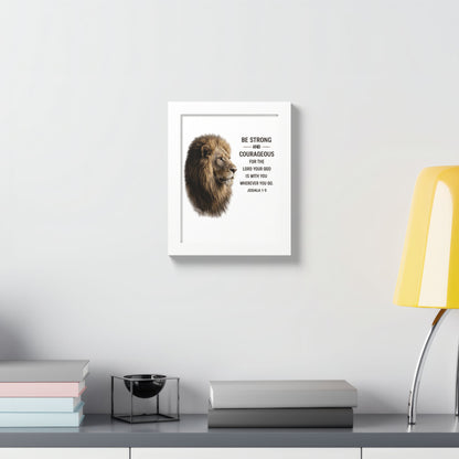 Be Strong & Courageous Lion Wall Art | Joshua 1:9 Christian Printable | Bible Verse Wall Decor | 5x7 Faith Print