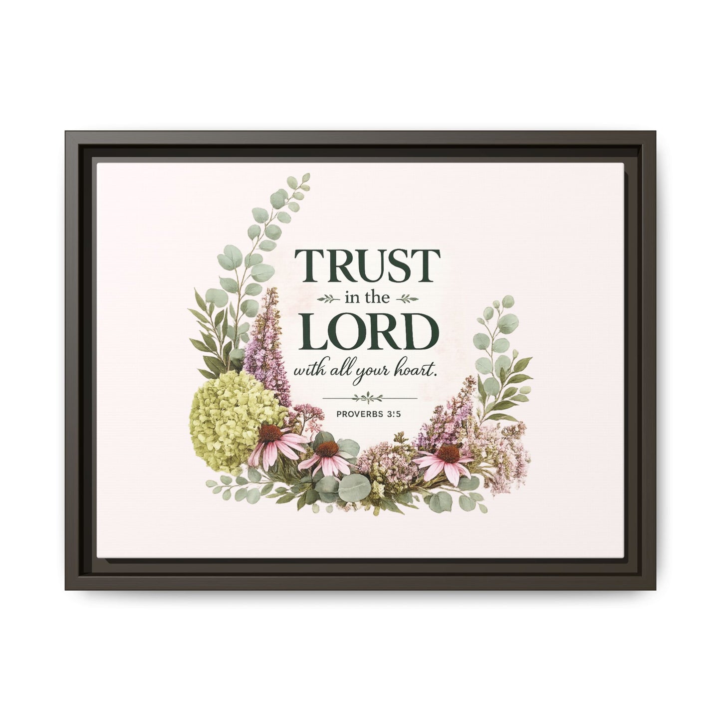 Trust in the Lord with All Your Heart | Proverbs 3:5–6 Christian Framed Canvas Wall Art | Modern Farmhouse Floral Scripture Print | Faith Home Decor | Inspirational Christian Gift