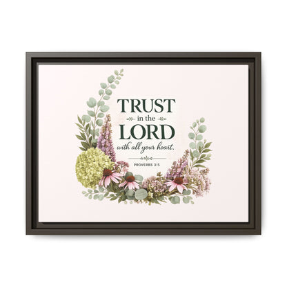Trust in the Lord with All Your Heart | Proverbs 3:5–6 Christian Framed Canvas Wall Art | Modern Farmhouse Floral Scripture Print | Faith Home Decor | Inspirational Christian Gift