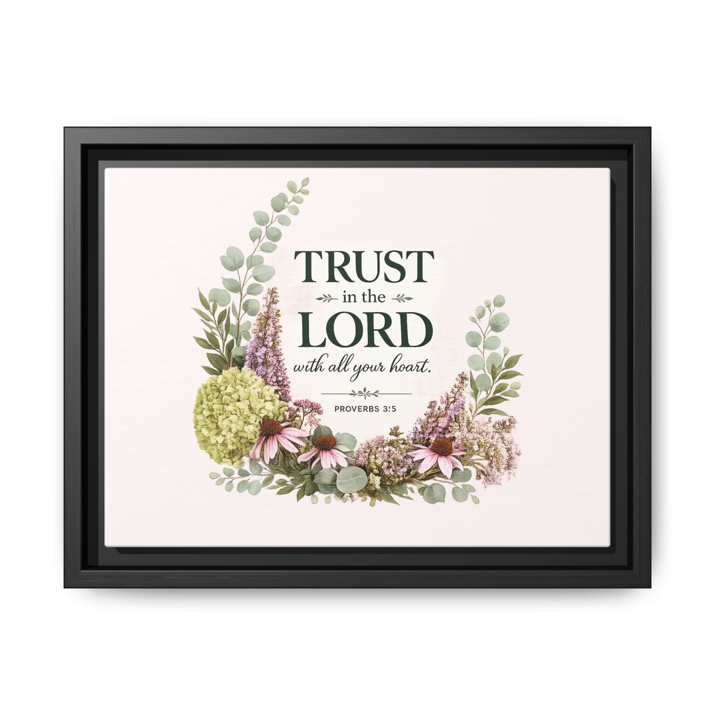 Trust in the Lord with All Your Heart | Proverbs 3:5–6 Christian Framed Canvas Wall Art | Modern Farmhouse Floral Scripture Print | Faith Home Decor | Inspirational Christian Gift
