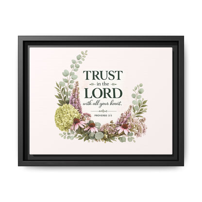 Trust in the Lord with All Your Heart | Proverbs 3:5–6 Christian Framed Canvas Wall Art | Modern Farmhouse Floral Scripture Print | Faith Home Decor | Inspirational Christian Gift