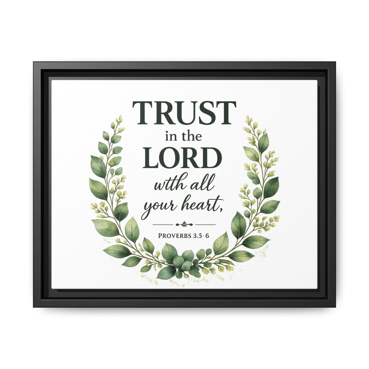 Framed Canvas Print — “Trust in the Lord with All Your Heart” Bible Verse Wall Art