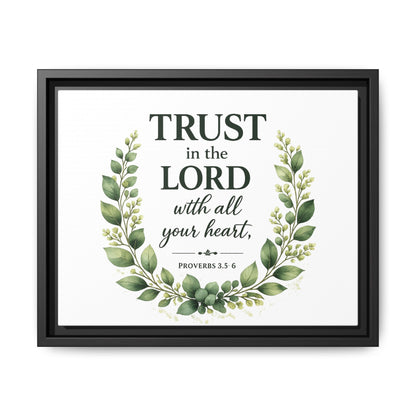 Framed Canvas Print — “Trust in the Lord with All Your Heart” Bible Verse Wall Art