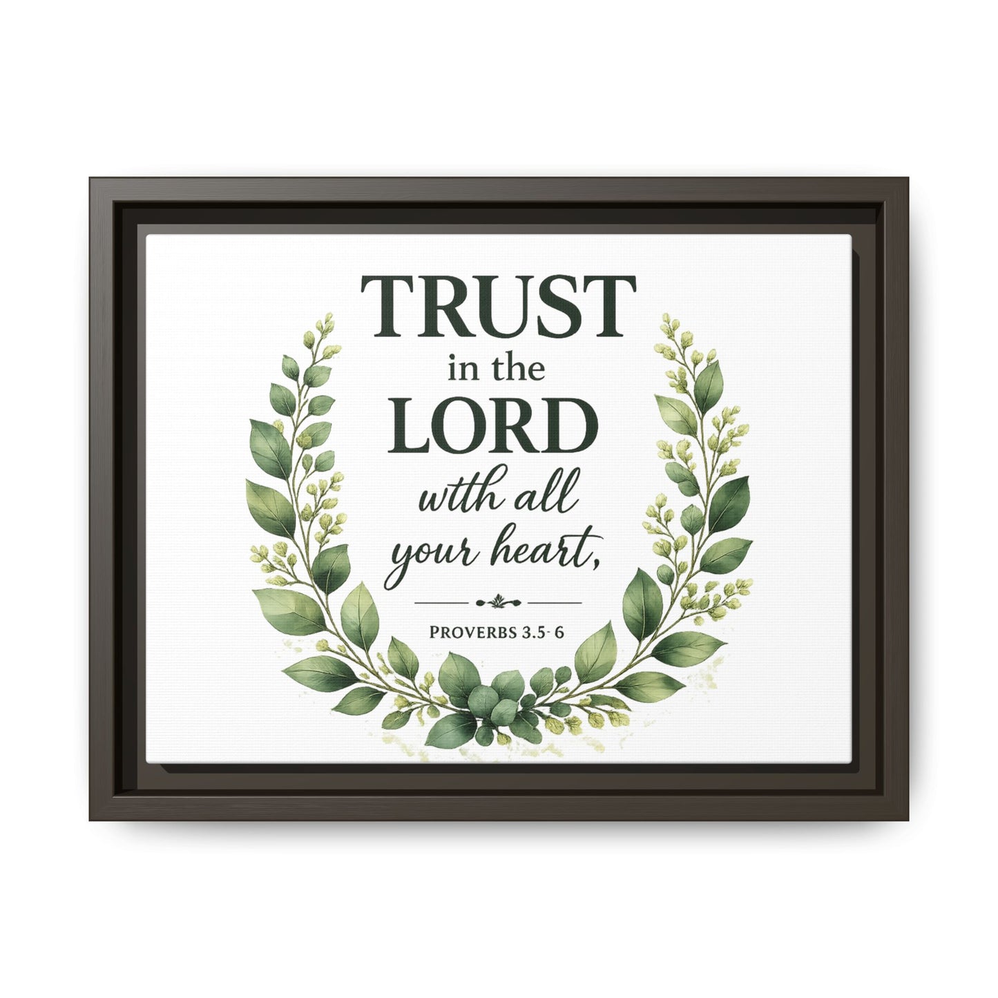 Framed Canvas Print — “Trust in the Lord with All Your Heart” Bible Verse Wall Art