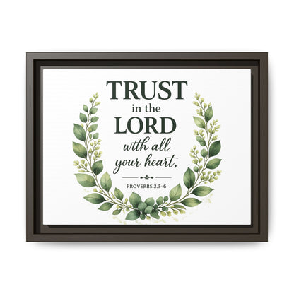 Framed Canvas Print — “Trust in the Lord with All Your Heart” Bible Verse Wall Art