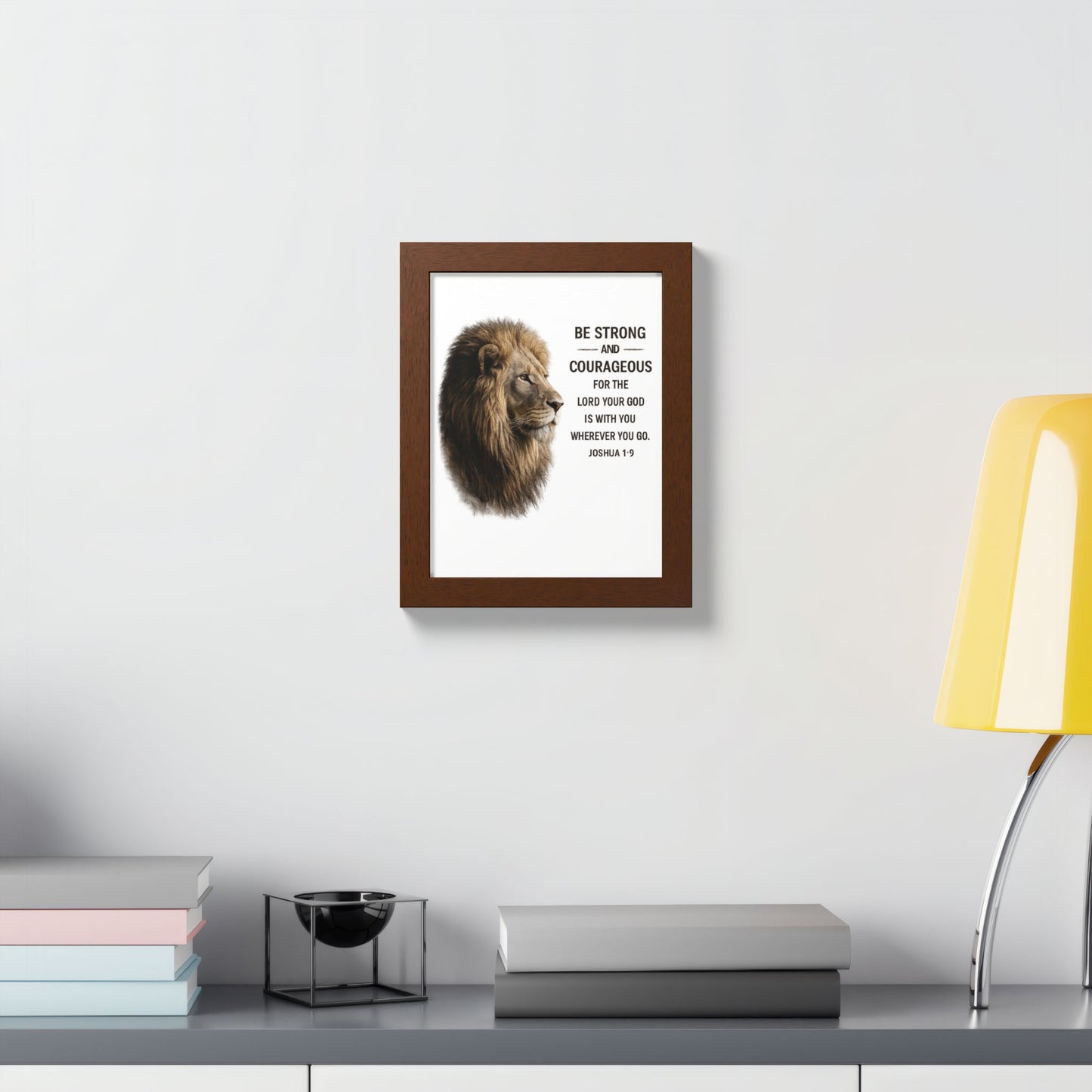 Be Strong & Courageous Lion Wall Art | Joshua 1:9 Christian Printable | Bible Verse Wall Decor | 5x7 Faith Print