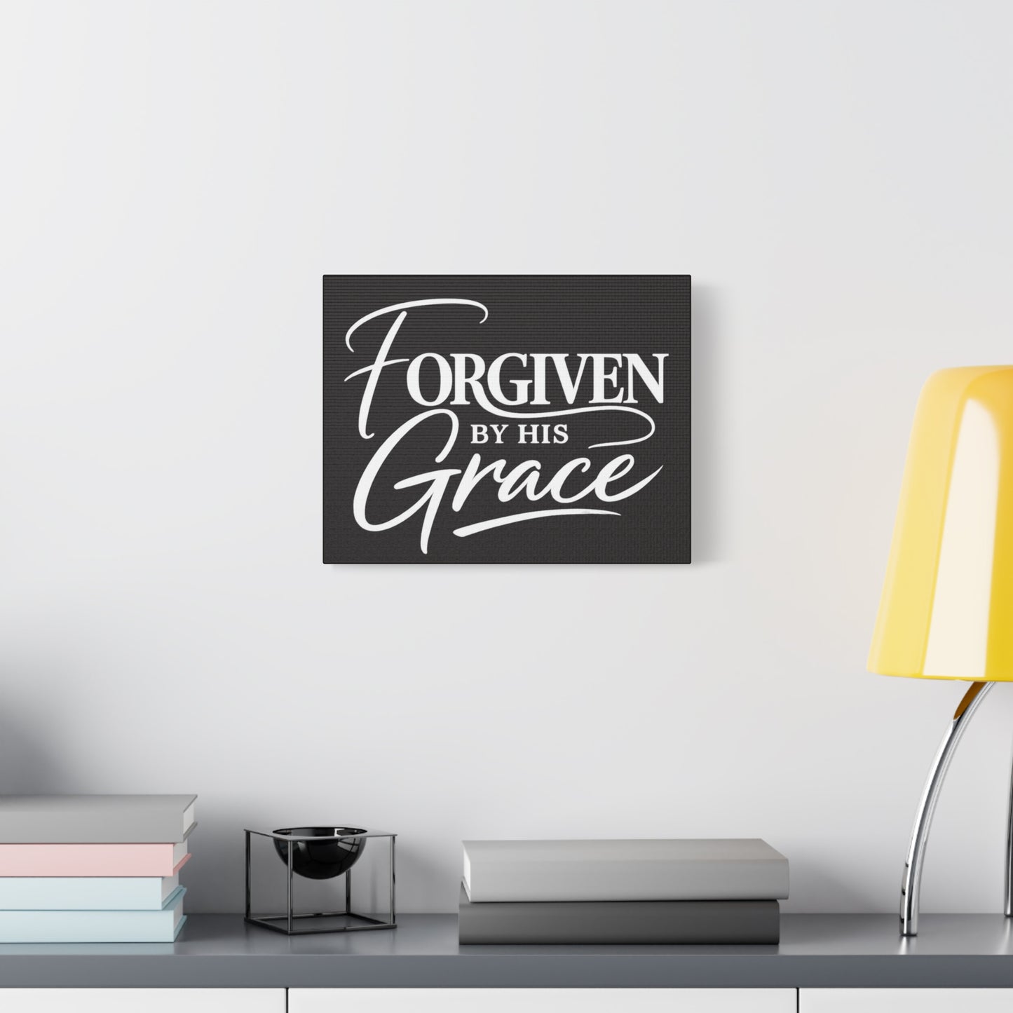 Title Forgiven by His Grace | Christian Wall Art | Modern Bible Verse Canvas | Faith-Based Home Decor