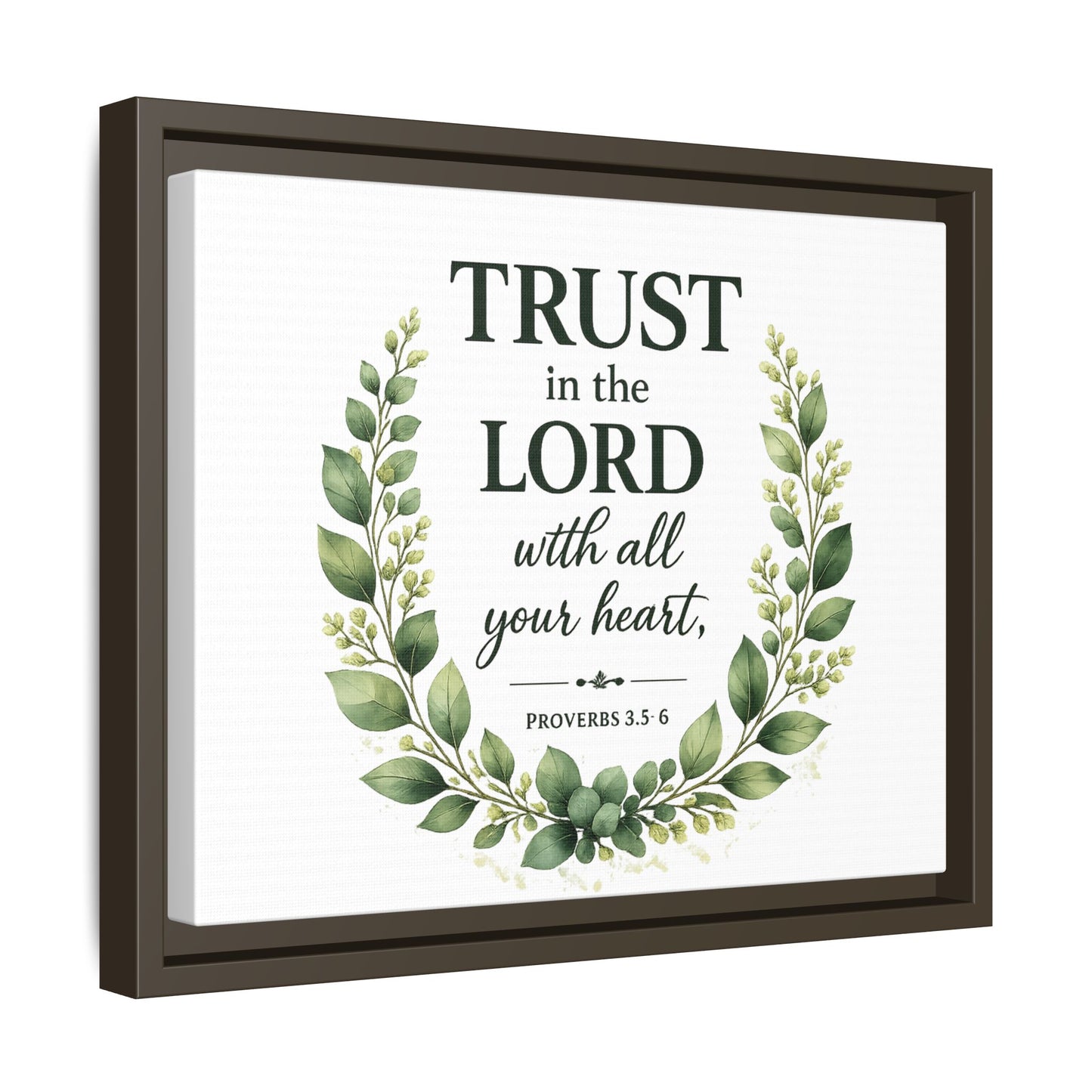 Framed Canvas Print — “Trust in the Lord with All Your Heart” Bible Verse Wall Art