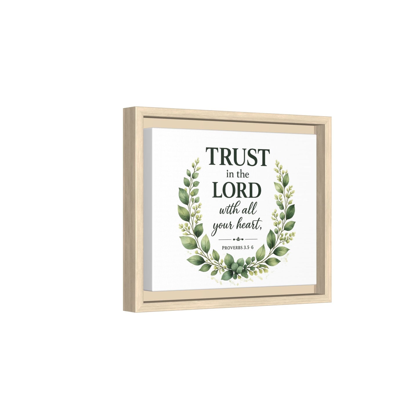 Framed Canvas Print — “Trust in the Lord with All Your Heart” Bible Verse Wall Art