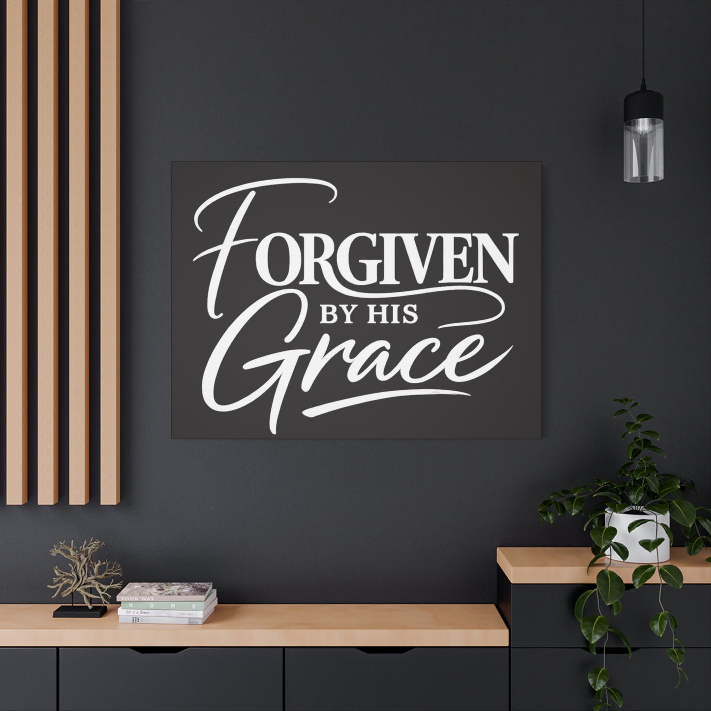 Title Forgiven by His Grace | Christian Wall Art | Modern Bible Verse Canvas | Faith-Based Home Decor