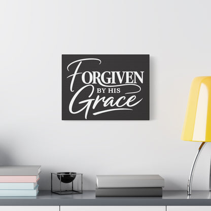 Title Forgiven by His Grace | Christian Wall Art | Modern Bible Verse Canvas | Faith-Based Home Decor