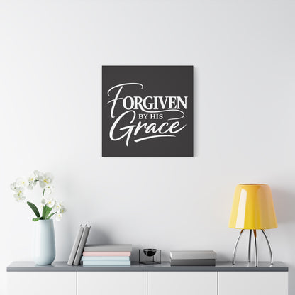 Title Forgiven by His Grace | Christian Wall Art | Modern Bible Verse Canvas | Faith-Based Home Decor