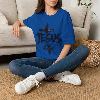 Jesus Cross T-Shirt | The Way The Truth The Life | John 14:6 Christian Graphic Tee | Faith-Based Unisex Shirt | Inspirational Gift for Men & Women