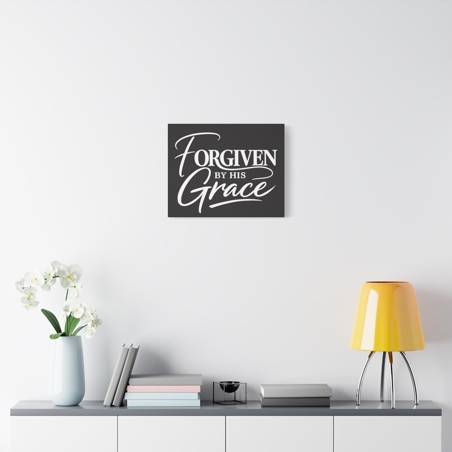 Title Forgiven by His Grace | Christian Wall Art | Modern Bible Verse Canvas | Faith-Based Home Decor
