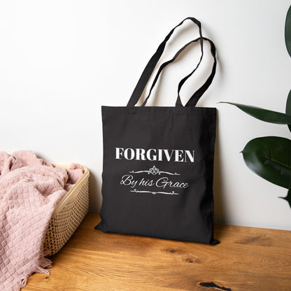 Forgiven Cotton Tote Bag — Inspirational Scripture Canvas Market Tote