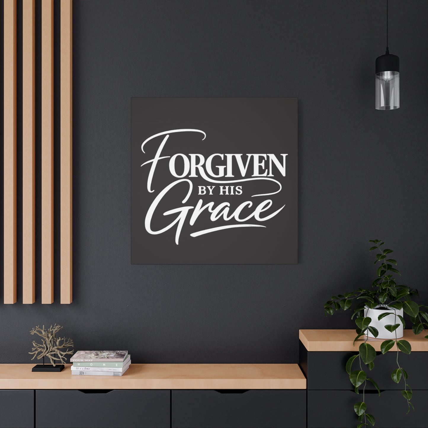 Title Forgiven by His Grace | Christian Wall Art | Modern Bible Verse Canvas | Faith-Based Home Decor