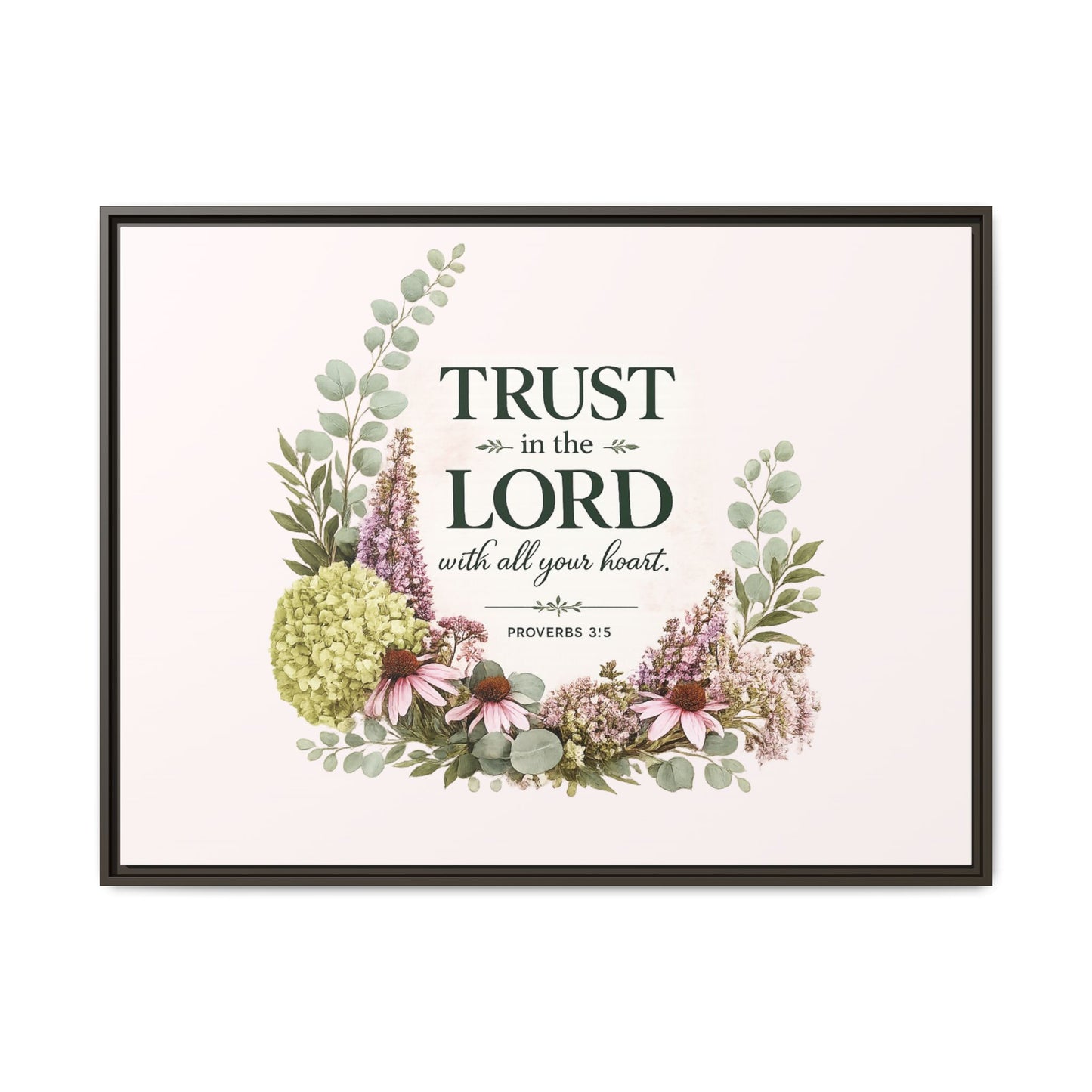 Trust in the Lord with All Your Heart | Proverbs 3:5–6 Christian Framed Canvas Wall Art | Modern Farmhouse Floral Scripture Print | Faith Home Decor | Inspirational Christian Gift