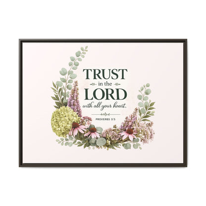 Trust in the Lord with All Your Heart | Proverbs 3:5–6 Christian Framed Canvas Wall Art | Modern Farmhouse Floral Scripture Print | Faith Home Decor | Inspirational Christian Gift