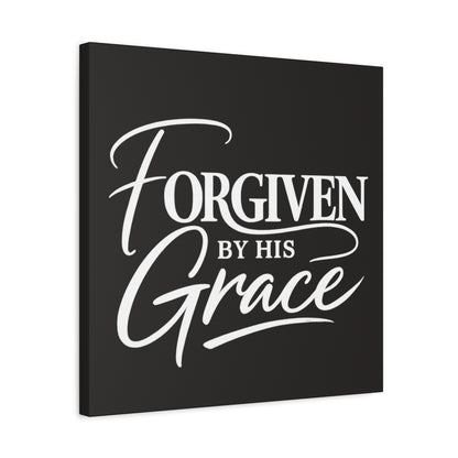 Title Forgiven by His Grace | Christian Wall Art | Modern Bible Verse Canvas | Faith-Based Home Decor