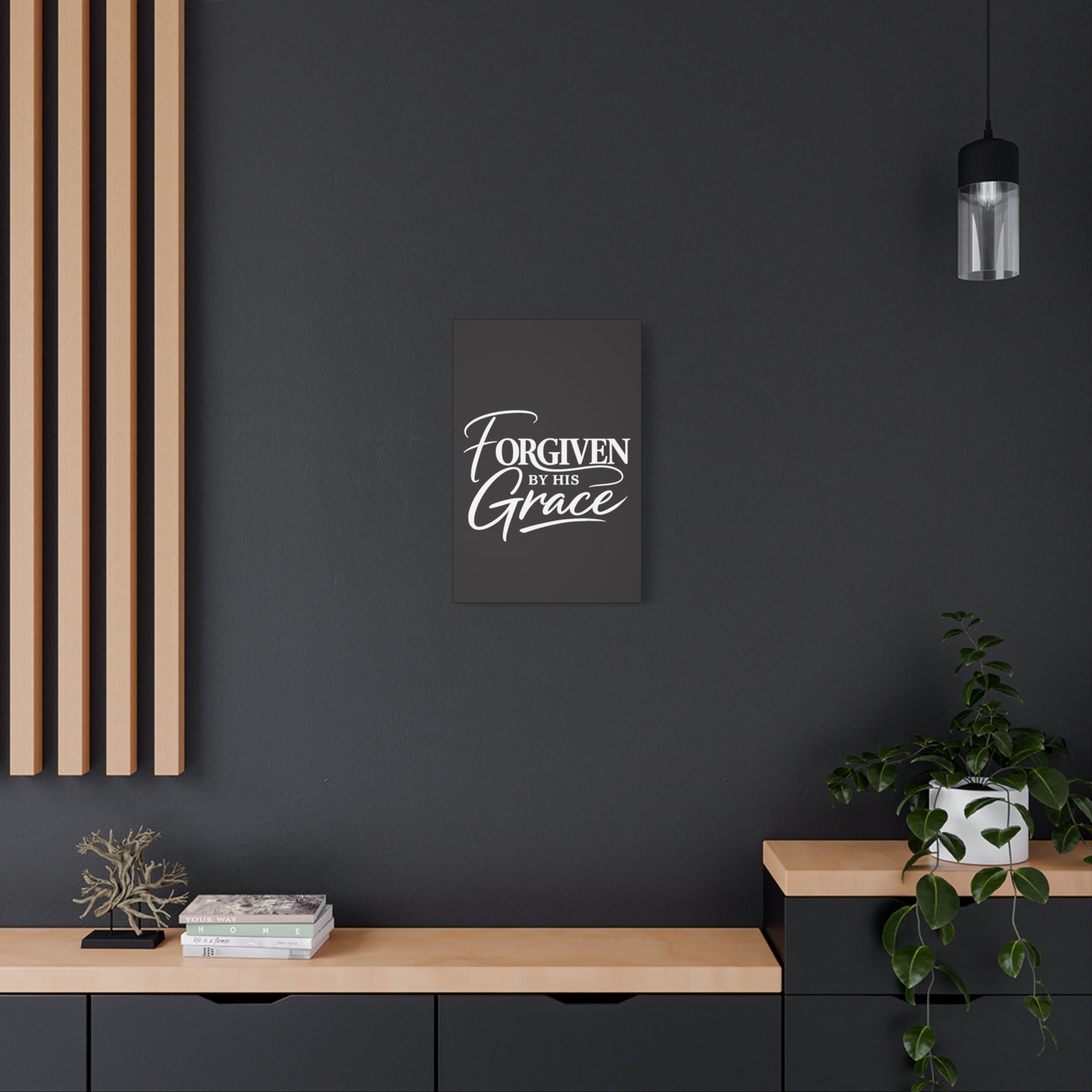 Title Forgiven by His Grace | Christian Wall Art | Modern Bible Verse Canvas | Faith-Based Home Decor