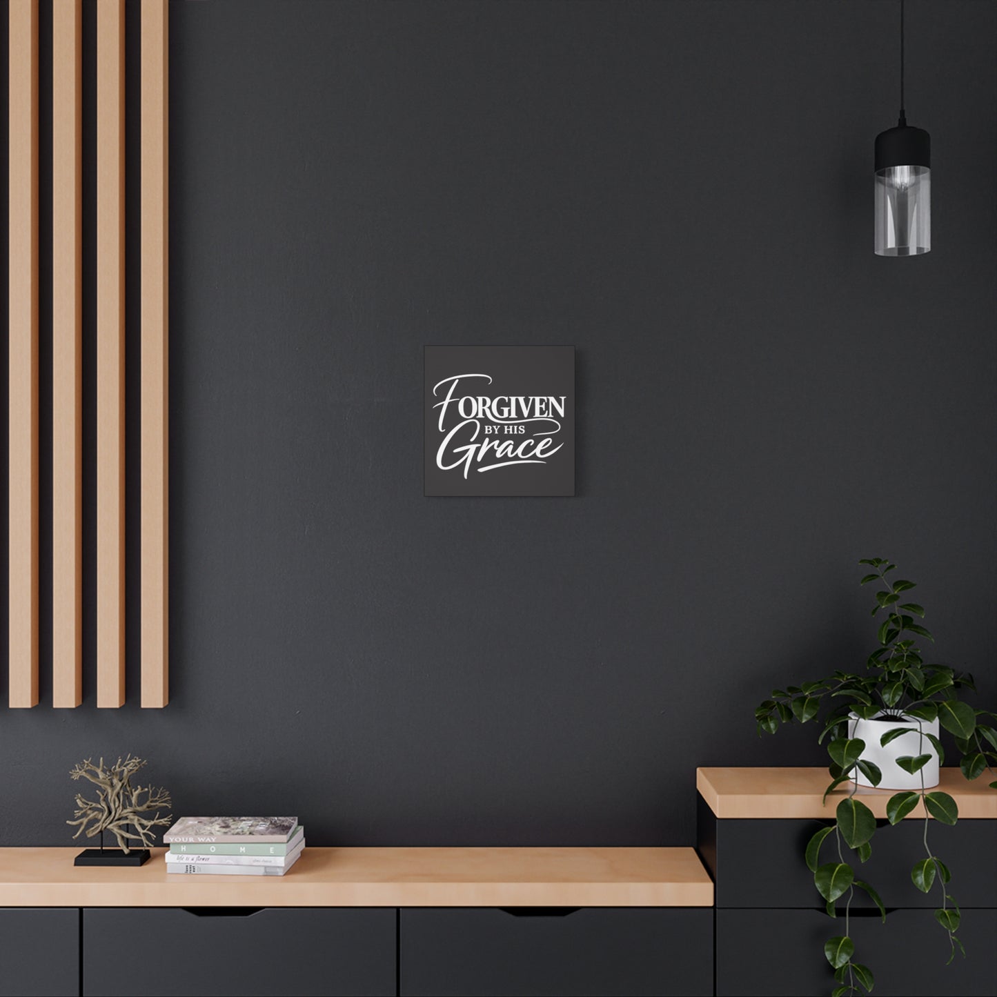 Title Forgiven by His Grace | Christian Wall Art | Modern Bible Verse Canvas | Faith-Based Home Decor