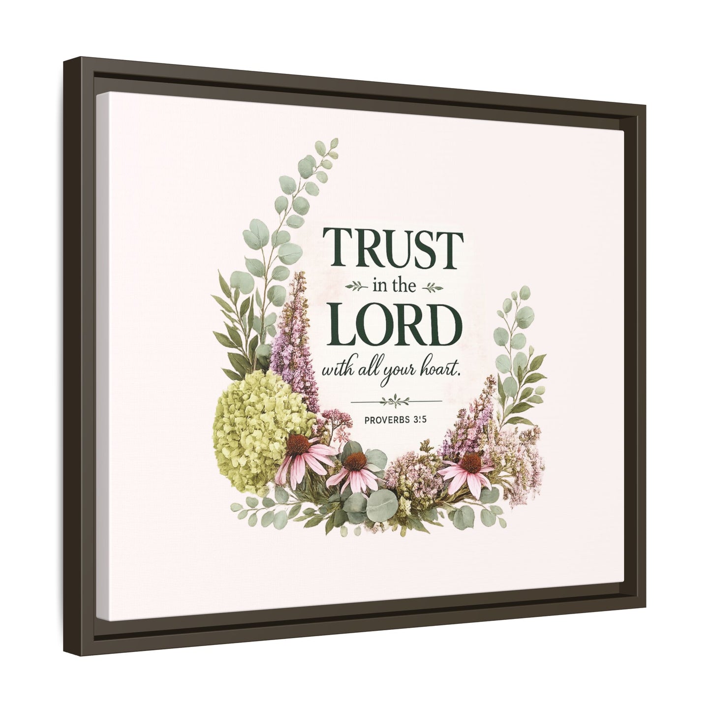 Trust in the Lord with All Your Heart | Proverbs 3:5–6 Christian Framed Canvas Wall Art | Modern Farmhouse Floral Scripture Print | Faith Home Decor | Inspirational Christian Gift
